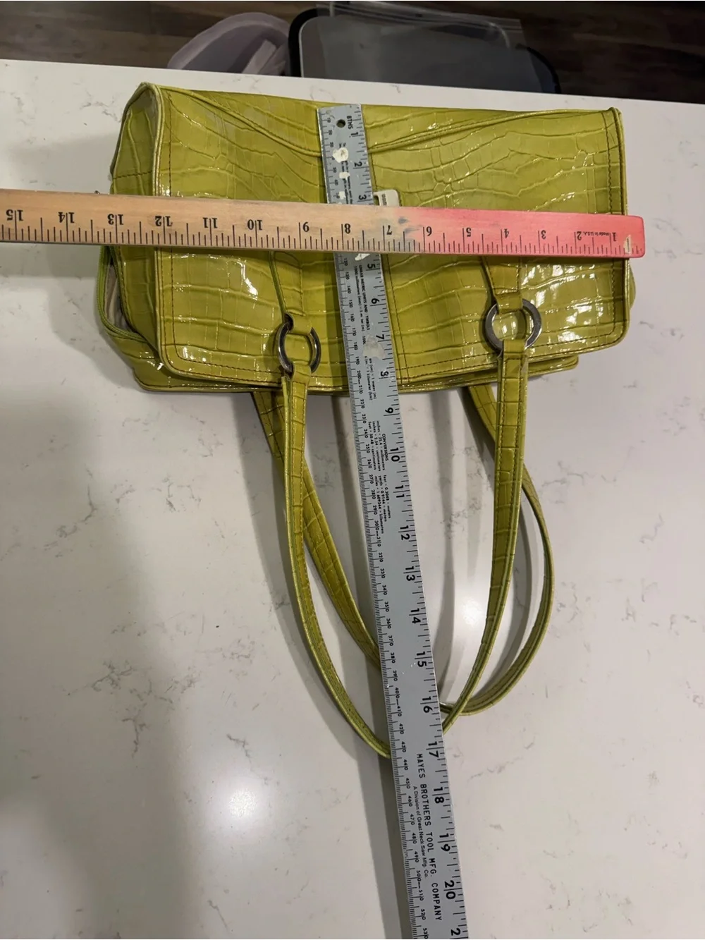 Vintage Guess Croc-Embossed Shoulder Bag in Lime